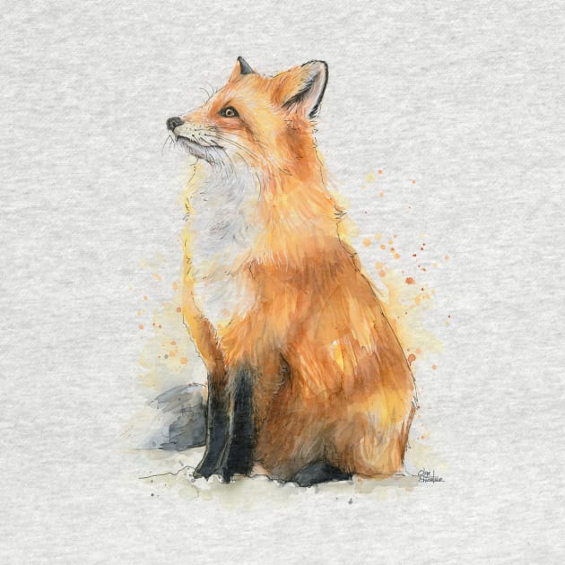 Fox Watercolor by Olechka